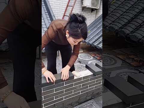 Satisfying Brick Work by Talented Girl ✨ #satisfying #construction #viralshorts #desi #talent
