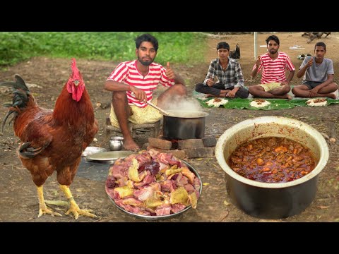 Country Chicken Curry | Tribe Boys Cooking Delicious Red Country Chicken Eating | Desi Chicken gravy