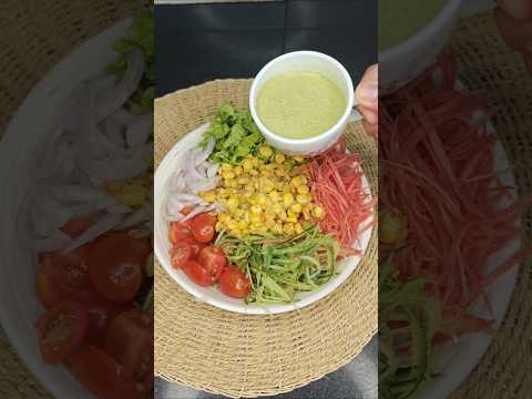 Eat veggies With Me  🥗 Desi Salad with Healthy Dressing👍👌#rjhealthyworld #saladrecipeforweightloss