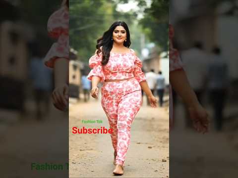 Indian plus size girl wearing floral crop top pink+ tight pink leggings , village street shorts