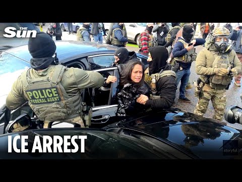Horrifying moment ICE agents forcibly remove woman from car as she ‘blocked’ the road in Minnesota
