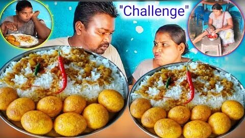 DESI STYLE EGG CURRY & RICE EATING CHALLENGE | Village Style Cooking & Eating Show! 🍳🍚