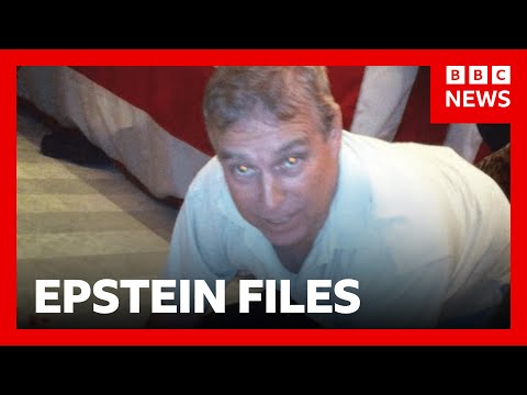 New photos from Epstein files appears to show Andrew on all fours over female | BBC News
