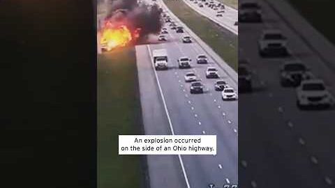 Explosion on Ohio Freeway After Dump Truck Collision #shorts