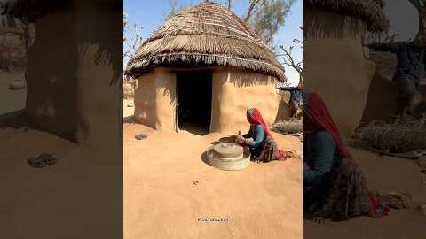 थार रेगिस्थान का ग्रामीण जीवन 🥰 #village #life #rajasthaniclture #love #desi #desert #thar #funny