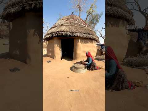 थार रेगिस्थान का ग्रामीण जीवन 🥰 #village #life #rajasthaniclture #love #desi #desert #thar #funny