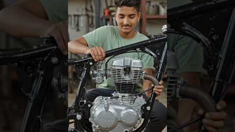 🔥 Garage Mein Bana Di Powerful Bike! Engine Fitting Desi Jugad 😱🏍️ #desi jugad #shorts viral