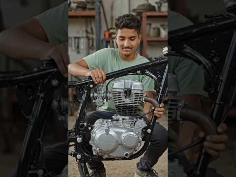🔥 Garage Mein Bana Di Powerful Bike! Engine Fitting Desi Jugad 😱🏍️ #desi jugad #shorts viral