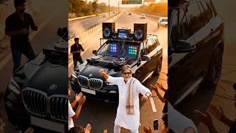 Desi Chacha BMW SUV के साथ हाईवे किनारे DJ बजाता है, #youtubeshorts #desi #jugaad #ai #aigenerated