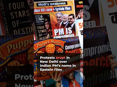 Protests erupt in New Delhi over Indian PM’s name in Epstein files | #ajshorts