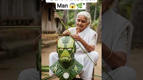 दादी ने पत्तों से बना दिया Iron Man 😱🌿 | Desi Genius Art 🔥#shortsfeed #shorts #ai #ironman