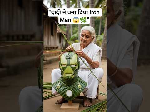 दादी ने पत्तों से बना दिया Iron Man 😱🌿 | Desi Genius Art 🔥#shortsfeed #shorts #ai #ironman