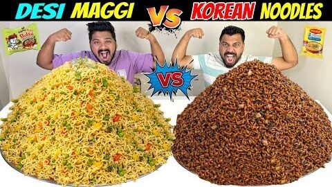 DESI MAGGI Vs KOREAN NOODLES EATING CHALLENGE | INDIA Vs KOREA FOOD EATING COMPETITION😱🔥