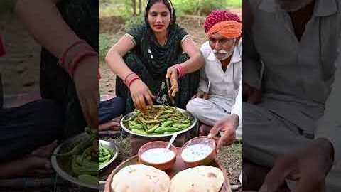 Rajasthani Village Family Bhindi Feast | Desi Food with Roti, Makhan & Lassi”#shorts#villagelife