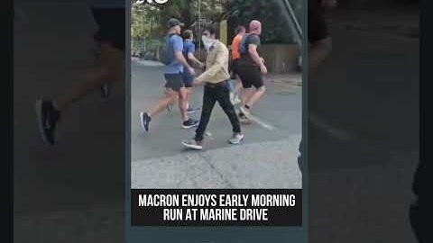 French President Macron Steps Out For Morning Run In Mumbai’s Iconic Marine Drive | #shorts