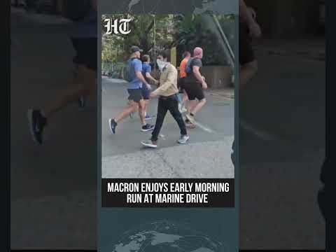 French President Macron Steps Out For Morning Run In Mumbai’s Iconic Marine Drive | #shorts