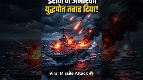ईरान ने अमेरिकी युद्धपोत पर मिसाइल दाग दी! 😱 Viral Video | Iran vs USA War | #Shorts #irannews #usa