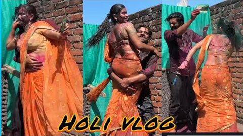 Desi Holi vlog 🌺पति ने भर भर के रंग डाला Rupa desi holi saree vlog