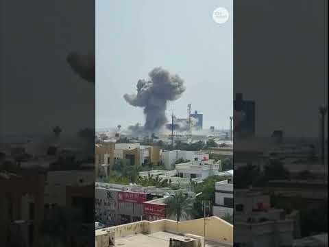 Iran missile strike on US Navy base in Bahrain captured on camera