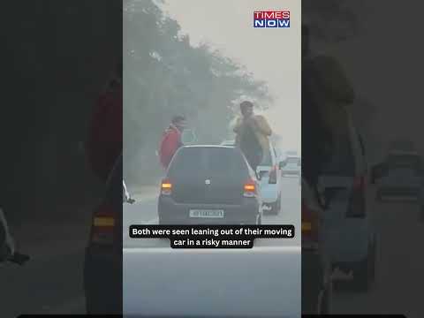 In A Viral Video 2 Men Were Seen Leaning Out Of A Moving Car In A Risky Manner #shorts #viralvideo