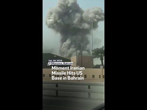 Moment Iranian Missile Hits US Base in Bahrain