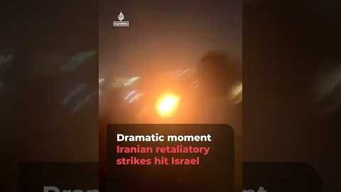 Dramatic moment Iran’s retaliatory missile barrage hits Israel | AJ #shorts