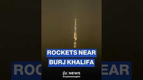 Iranian rockets seen over Dubai near Burj Khalifa