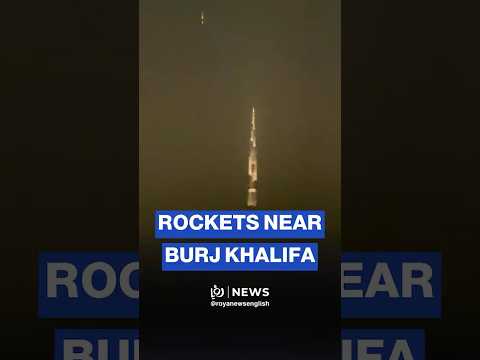 Iranian rockets seen over Dubai near Burj Khalifa