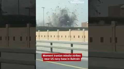 Moment Iranian missile strikes near US navy base in Bahrain