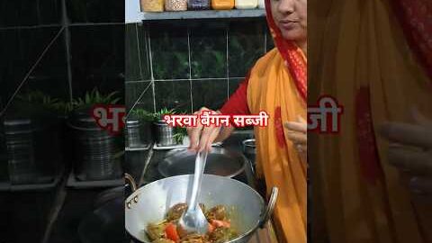 देसी भरवा बैंगन सब्ज😍#minivlog #food #rajasthani #desi #villagelife #vlog #recipe #gaon #marwadilife