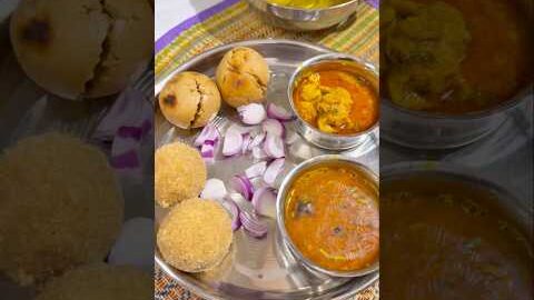 राजस्थानी दाल बाटी चूरमा 😍 #desi #food #rajasthani #youtubeshorts #foodie