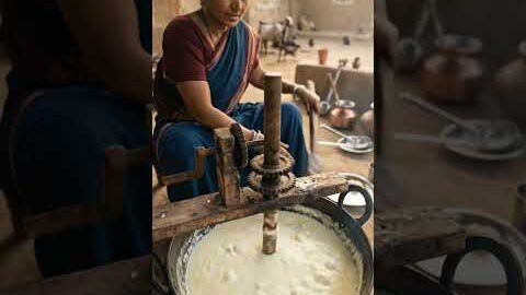 गाँव का देसी जुगाड़ 🔥 हाथ से बना शुद्ध घी