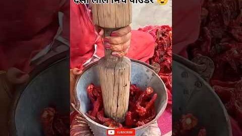 देसी लाल मिर्च पाउडर बनाने की विधि 😱#desi #lalmirchi #villagelife #shortsfeed #viral