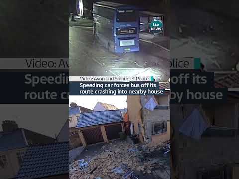 Speeding car forces bus off its route crashing into nearby house #crash #bristol #bus