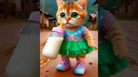 🥰 Desi Village Cute Car Beautiful Baby Dress😍 Funny Dance🍸🥛Cute Kitten 471 #cat #dudidudidam #shorts