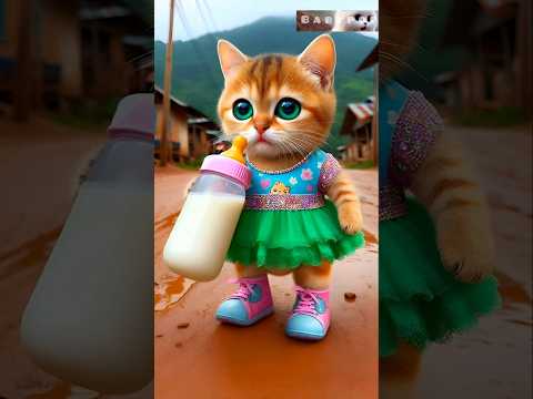 🥰 Desi Village Cute Car Beautiful Baby Dress😍 Funny Dance🍸🥛Cute Kitten 471 #cat #dudidudidam #shorts