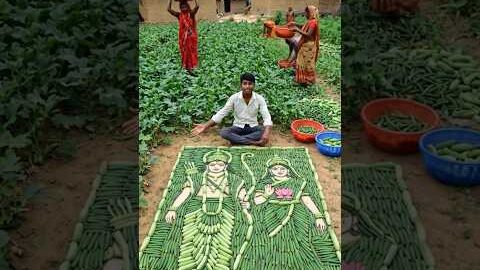 ककड़ी और भिंडी से बनाया सीताराम 😱🙏 | देसी टैलेंट | Desi art  | DIY art #shorts #desitalent #art