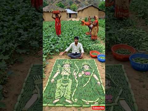 ककड़ी और भिंडी से बनाया सीताराम 😱🙏 | देसी टैलेंट | Desi art  | DIY art #shorts #desitalent #art