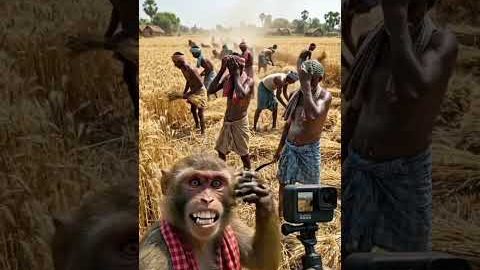 👉 बंदर का गेहूं कटनी Vlog 😂 | Desi Farming Reality | Funny Monkey Video 🌾🐒 #shorts
