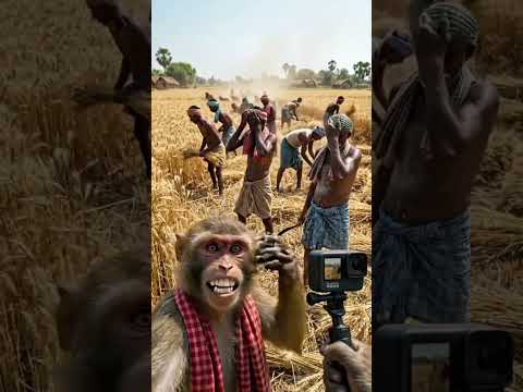 👉 बंदर का गेहूं कटनी Vlog 😂 | Desi Farming Reality | Funny Monkey Video 🌾🐒 #shorts