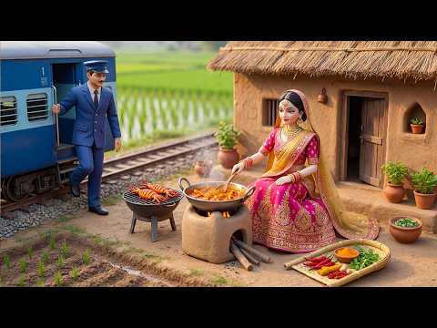 🚆😍 Miniature Doll Village Train Scene | Desi Gaon Ki Kahani 2026 | Cooking ASMR | World AV Cooking