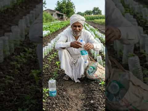પ્લાસ્ટિક બોટલથી સિંચાઈનો દેશી જુગાડ 💧🌱 #farming #desi #viral #funny #desijugaad