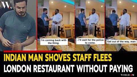 Indian Man Shoves Staff, Flees London Restaurant Without Paying | Viral CCTV Dine & Dash Incident