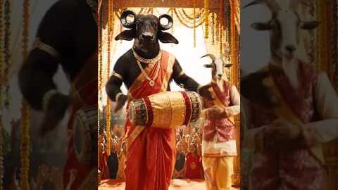 🐃🎉 Desi Bhains Dhol Bajaye aur Bakri Dance Kare | Funny Indian Wedding Scene 💃😂|#viralvideo#shorts