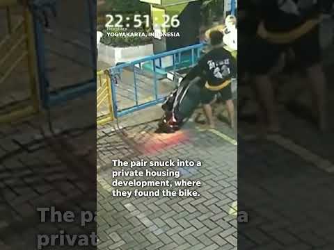 Not so fast! Thieves struggle to get stolen motorbike over locked gate #Shorts