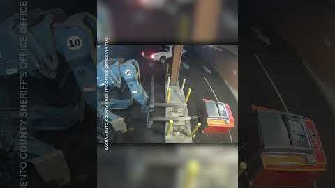Robbers steal ATM by driving forklift into it #Shorts