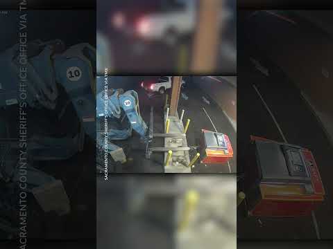 Robbers steal ATM by driving forklift into it #Shorts