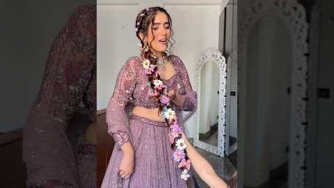 DESI RAPUNZEL💜 #grwm #longhairstyles  #rapunzel #floweraccessories #hairaccessories #purplelehenga