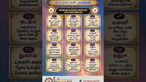 ராசி பலன் இன்று | rasi palan today | 20:4:2026 |rasi palan tamil | homam & pooja service | #shorts