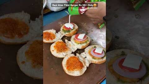 Desi Aloo Tikki Street Style Burger🤤#spottedonshorts #trending #viral #burger #desi #streetfood